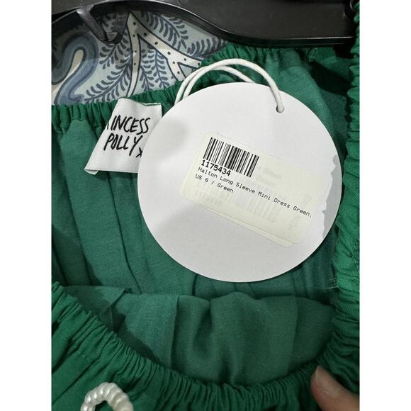 NWT Princess Polly Halton Green Long Sleeve Short Mini Dress- Size 6 - Picture 9 of 9